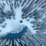 a frozen lake viewed from above