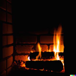an image of a fireplace made of bricks in a depressive last night of the year